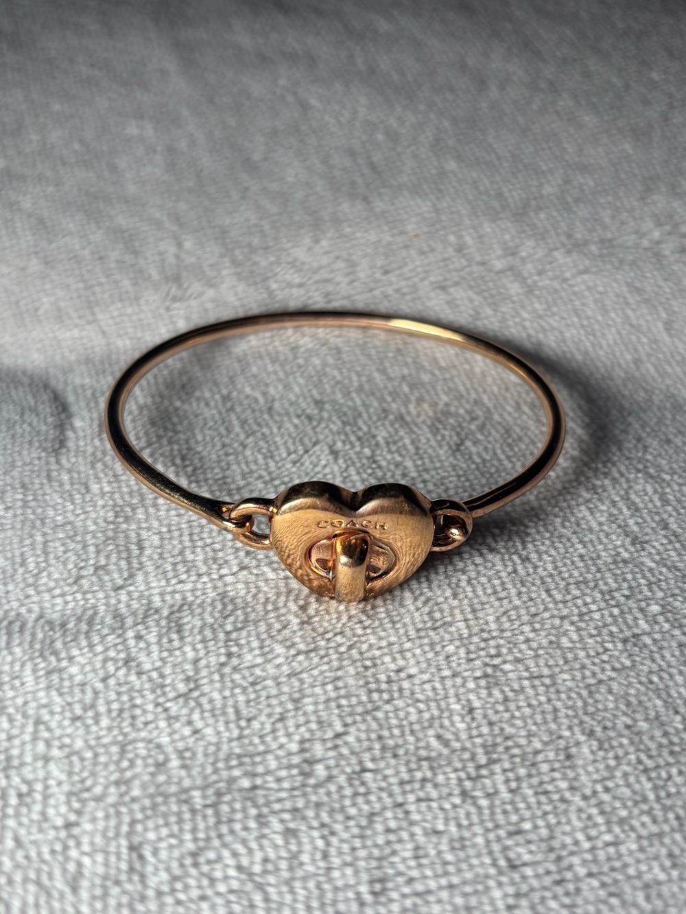 Coach Rose Gold Heart Turnlock Bangle Bracelet
